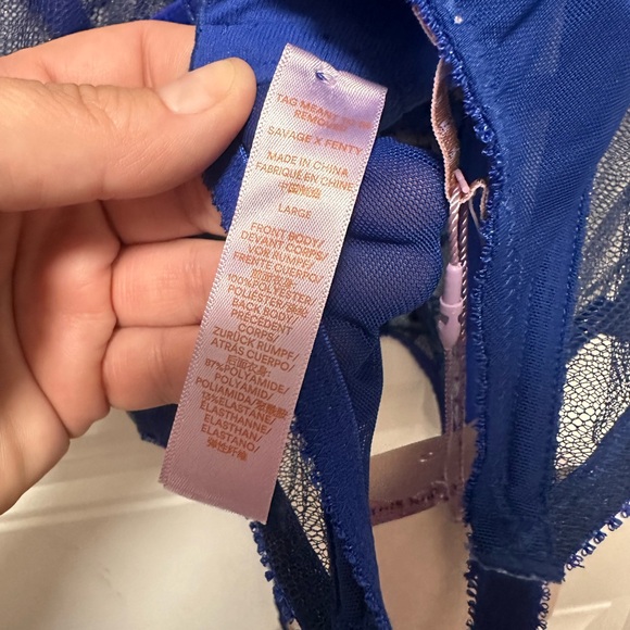Savage X Fenty Sexy Blue Iridescent Lace Corset Size L NWT - Picture 5 of 7